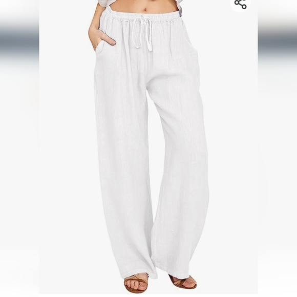 Pants - Women's white linen pants large, white